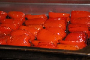 red roasted peppers